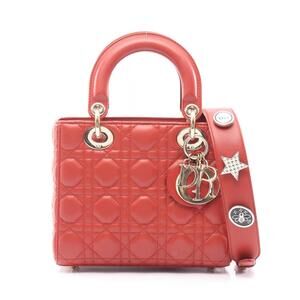 Christian Dior LADY MY ABC Christian Dior Cannage Handbag Leather Bordeaux